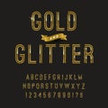 Gold and glitter typeface. Vector golden font design,